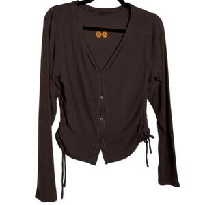 077 Lululemon Side-Cinch Ribbed Cardigan (S/M, Cocoa Brown, EUC)